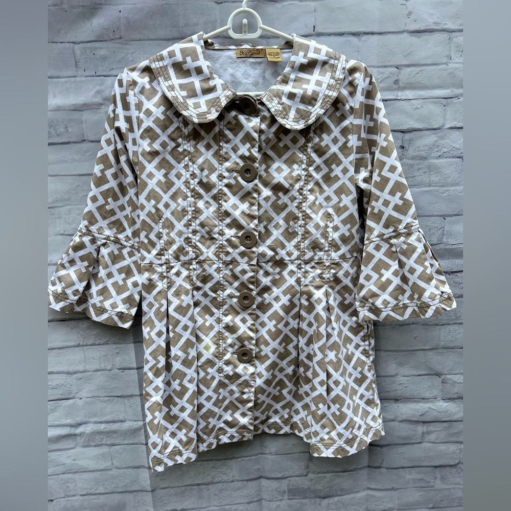 VTG Oh Gussie! Size M retro 60’s Peter Pan collar cotton jacket trench coat